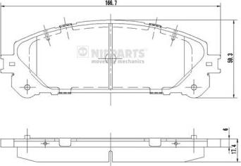 Nipparts N3602139 - Комплект спирачно феродо, дискови спирачки vvparts.bg