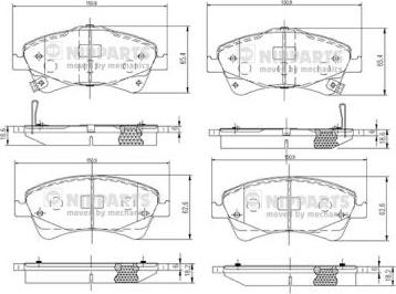 Nipparts N3602133 - Комплект спирачно феродо, дискови спирачки vvparts.bg