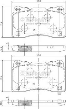 Nipparts N3607021 - Комплект спирачно феродо, дискови спирачки vvparts.bg