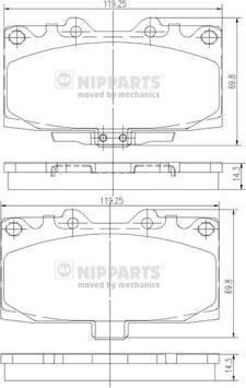 Nipparts N3607022 - Комплект спирачно феродо, дискови спирачки vvparts.bg