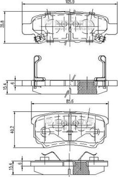 Nipparts N3615015 - Комплект спирачно феродо, дискови спирачки vvparts.bg