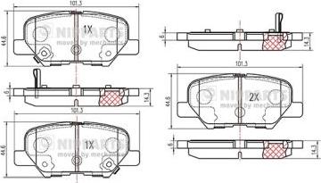 Nipparts N3615017 - Комплект спирачно феродо, дискови спирачки vvparts.bg