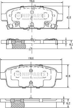 Nipparts N3610906 - Комплект спирачно феродо, дискови спирачки vvparts.bg