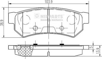 Nipparts N3610907 - Комплект спирачно феродо, дискови спирачки vvparts.bg