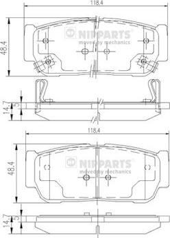 Nipparts N3610402 - Комплект спирачно феродо, дискови спирачки vvparts.bg