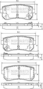 Nipparts N3610313 - Комплект спирачно феродо, дискови спирачки vvparts.bg