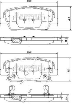 Nipparts N3610312 - Комплект спирачно феродо, дискови спирачки vvparts.bg