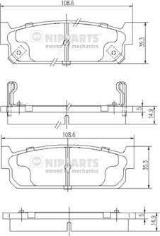 Nipparts N3611055 - Комплект спирачно феродо, дискови спирачки vvparts.bg