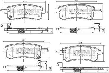 Nipparts N3611058 - Комплект спирачно феродо, дискови спирачки vvparts.bg