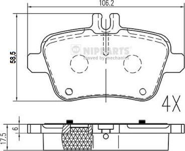 Nipparts N3611063 - Комплект спирачно феродо, дискови спирачки vvparts.bg