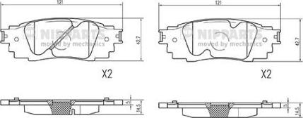 Nipparts N3612049 - Комплект спирачно феродо, дискови спирачки vvparts.bg