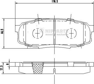 Nipparts N3612043 - Комплект спирачно феродо, дискови спирачки vvparts.bg