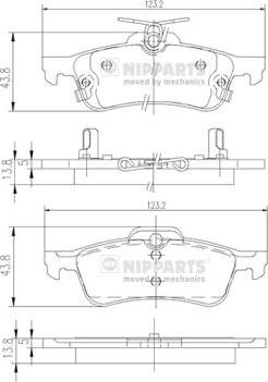 Nipparts N3612036 - Комплект спирачно феродо, дискови спирачки vvparts.bg