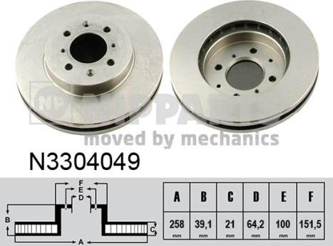 Nipparts N3304049 - Спирачен диск vvparts.bg