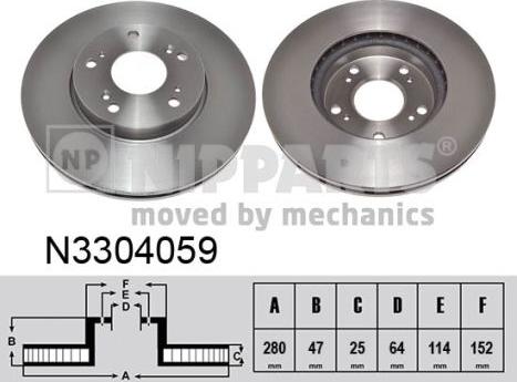 Nipparts N3304059 - Спирачен диск vvparts.bg