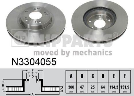 Nipparts N3304055 - Спирачен диск vvparts.bg