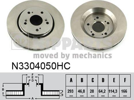 Nipparts N3304050HC - Спирачен диск vvparts.bg