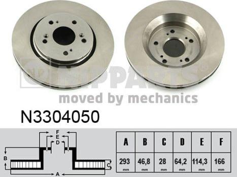 Nipparts N3304050 - Спирачен диск vvparts.bg