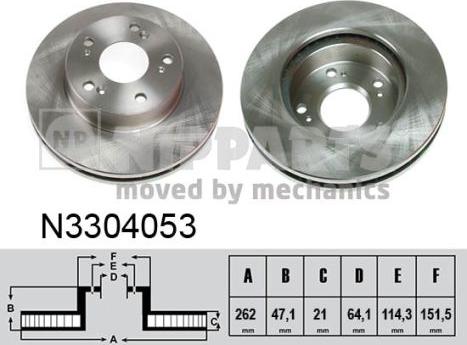 Nipparts N3304053 - Спирачен диск vvparts.bg