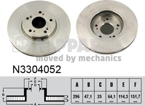 Nipparts N3304052 - Спирачен диск vvparts.bg