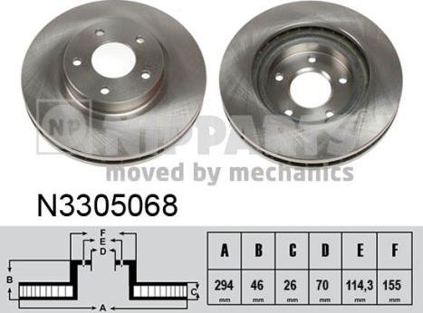 Nipparts N3305068 - Спирачен диск vvparts.bg