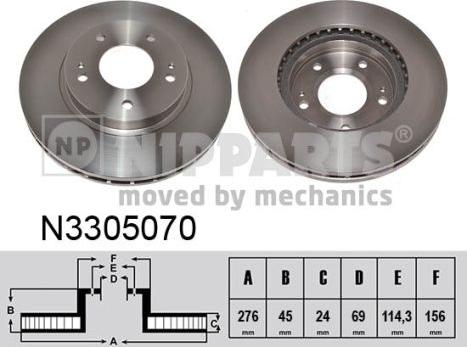 Nipparts N3305070 - Спирачен диск vvparts.bg