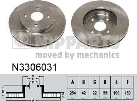 Nipparts N3306031 - Спирачен диск vvparts.bg