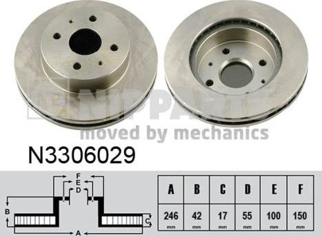 Nipparts N3306029 - Спирачен диск vvparts.bg