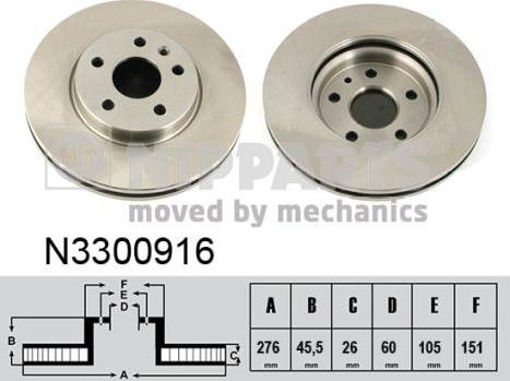 Nipparts N3300916 - Спирачен диск vvparts.bg