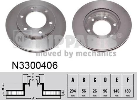 Nipparts N3300406 - Спирачен диск vvparts.bg