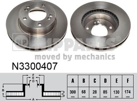 Nipparts N3300407 - Спирачен диск vvparts.bg