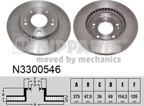 Nipparts N3300546 - Спирачен диск vvparts.bg