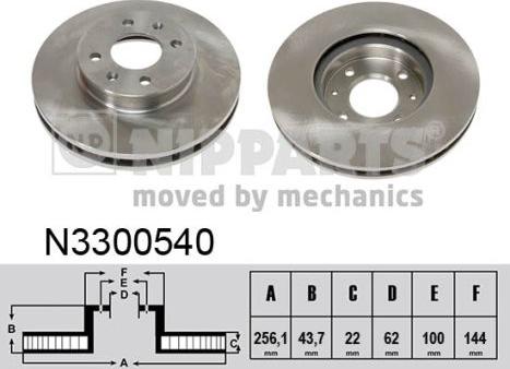 Nipparts N3300540 - Спирачен диск vvparts.bg