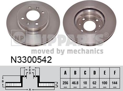 Nipparts N3300542 - Спирачен диск vvparts.bg