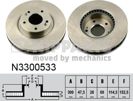 Nipparts N3300533 - Спирачен диск vvparts.bg