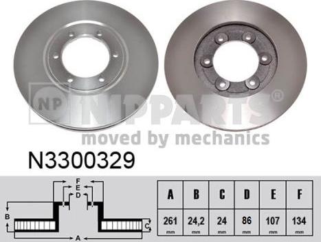 Nipparts N3300329 - Спирачен диск vvparts.bg