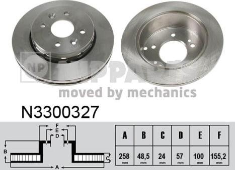 Nipparts N3300327 - Спирачен диск vvparts.bg