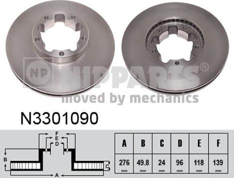 Nipparts N3301090 - Спирачен диск vvparts.bg