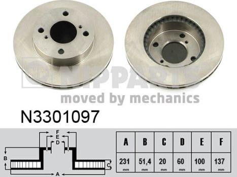 Nipparts N3301097 - Спирачен диск vvparts.bg