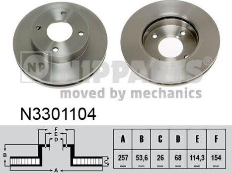 Nipparts N3301104 - Спирачен диск vvparts.bg