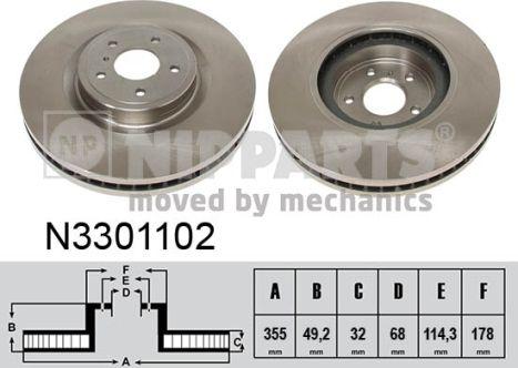 Nipparts N3301102 - Спирачен диск vvparts.bg