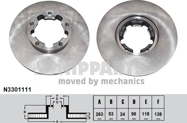 Nipparts N3301111 - Спирачен диск vvparts.bg