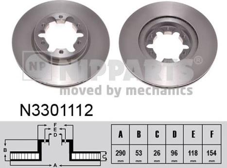 Nipparts N3301112 - Спирачен диск vvparts.bg