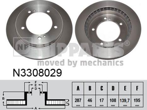 Nipparts N3308029 - Спирачен диск vvparts.bg