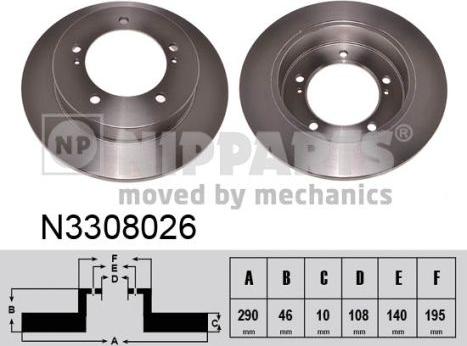 Nipparts N3308026 - Спирачен диск vvparts.bg