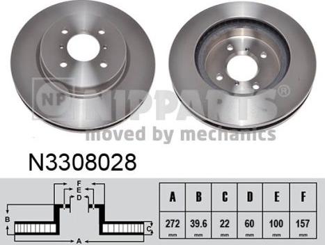 Nipparts N3308028 - Спирачен диск vvparts.bg