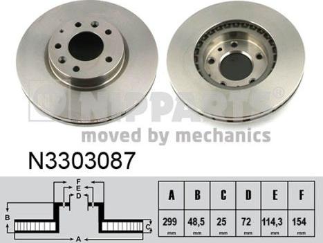 Nipparts N3303087 - Спирачен диск vvparts.bg