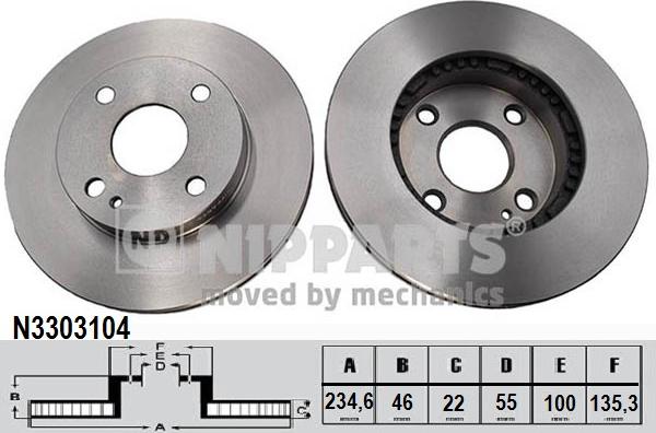 Nipparts N3303104 - Спирачен диск vvparts.bg