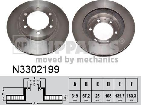 Nipparts N3302199 - Спирачен диск vvparts.bg