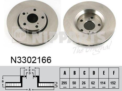 Nipparts N3302166 - Спирачен диск vvparts.bg